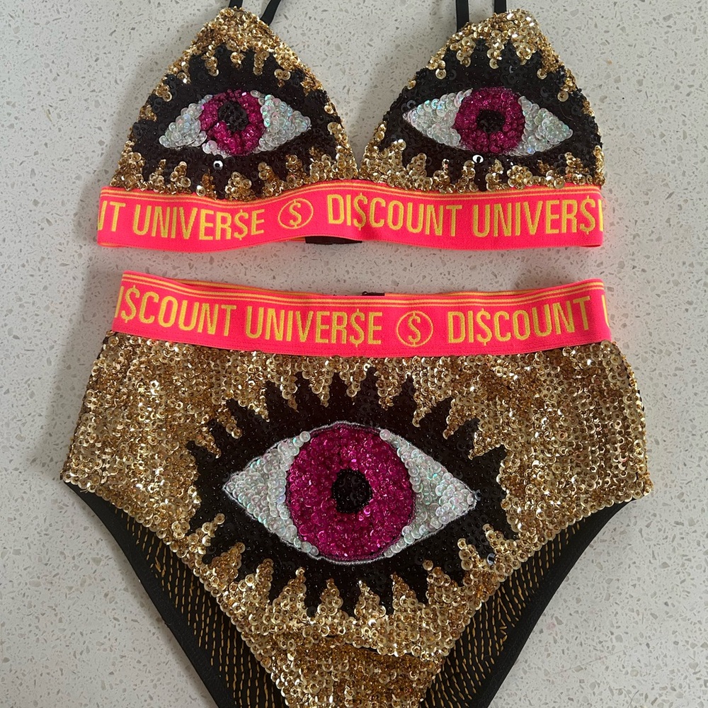Gold and Pink Eye Bikini